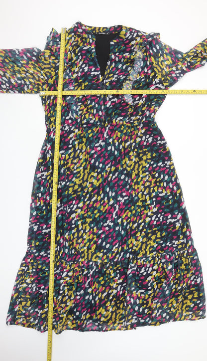 Dunnes Women’s Multicoloured Midi Ruffle A-Line V-Neck Dress Size 18-20