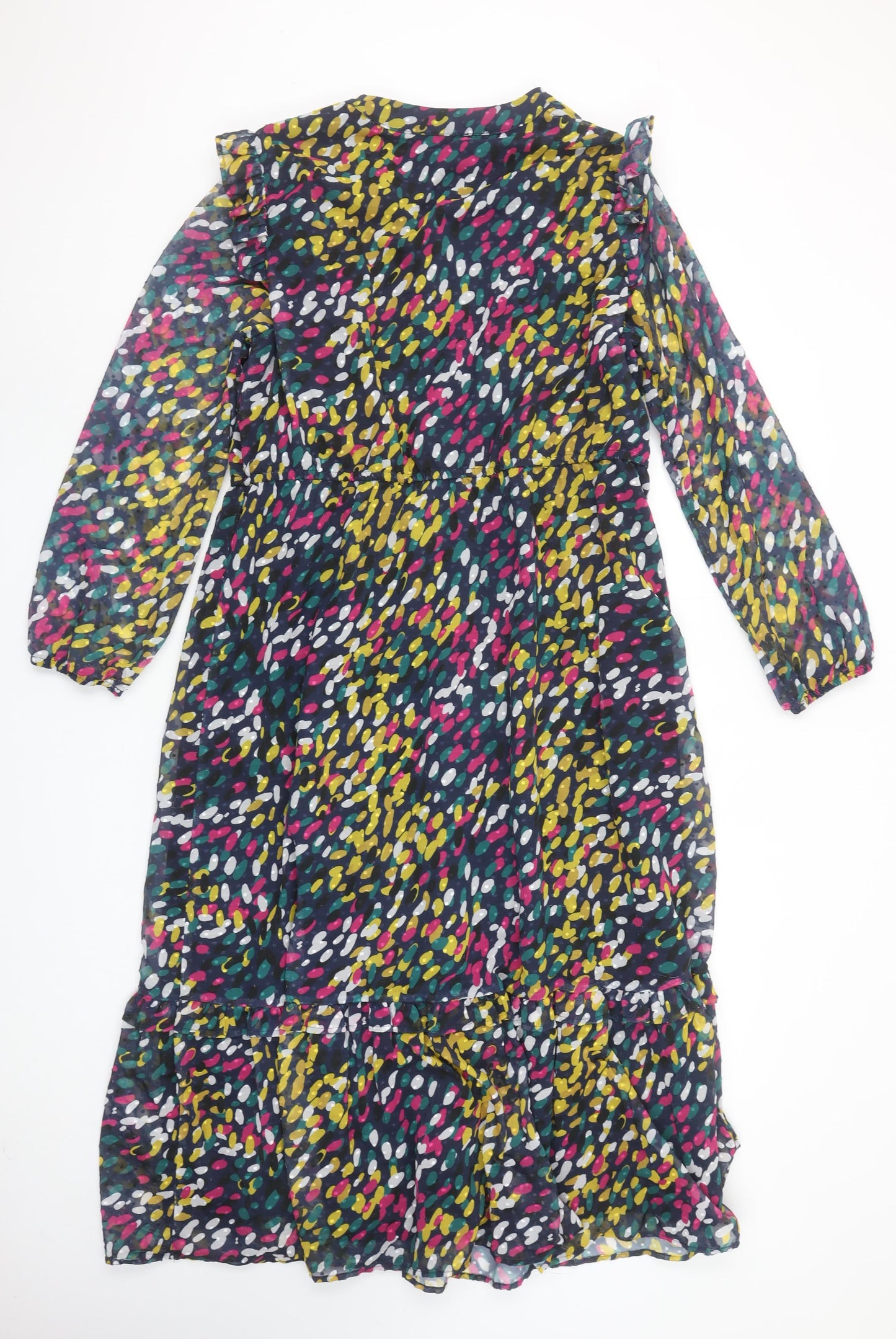 Dunnes Women’s Multicoloured Midi Ruffle A-Line V-Neck Dress Size 18-20