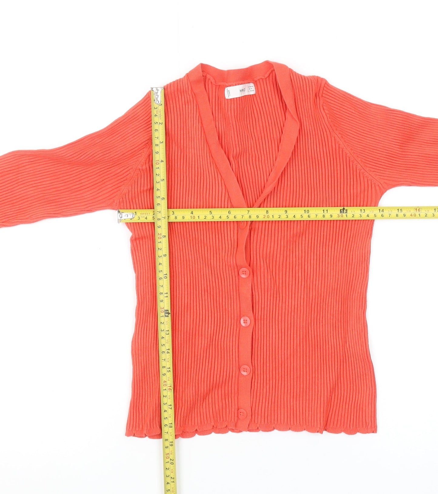 Womens UK Size 12 MNG Orange Cardigan Jumper