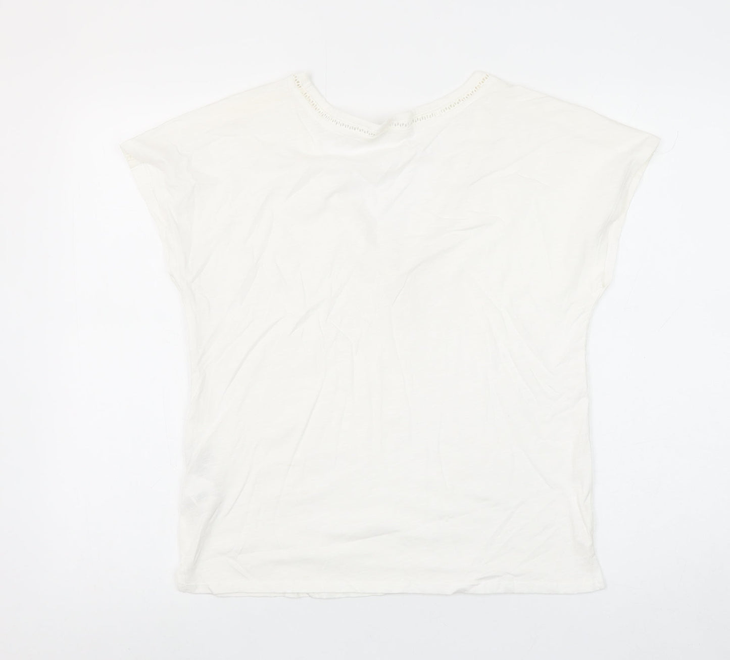 Womens UK Size S Springfield Ivory Basic T-Shirt