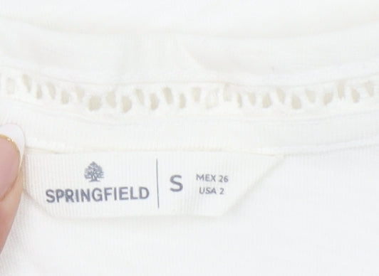 Womens UK Size S Springfield Ivory Basic T-Shirt