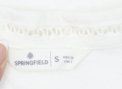 Womens UK Size S Springfield Ivory Basic T-Shirt