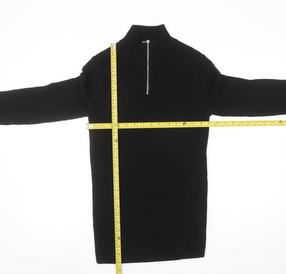 ASOS DESIGN Men’s Black High Neck 1/2 Zip Knit Jumper Size M