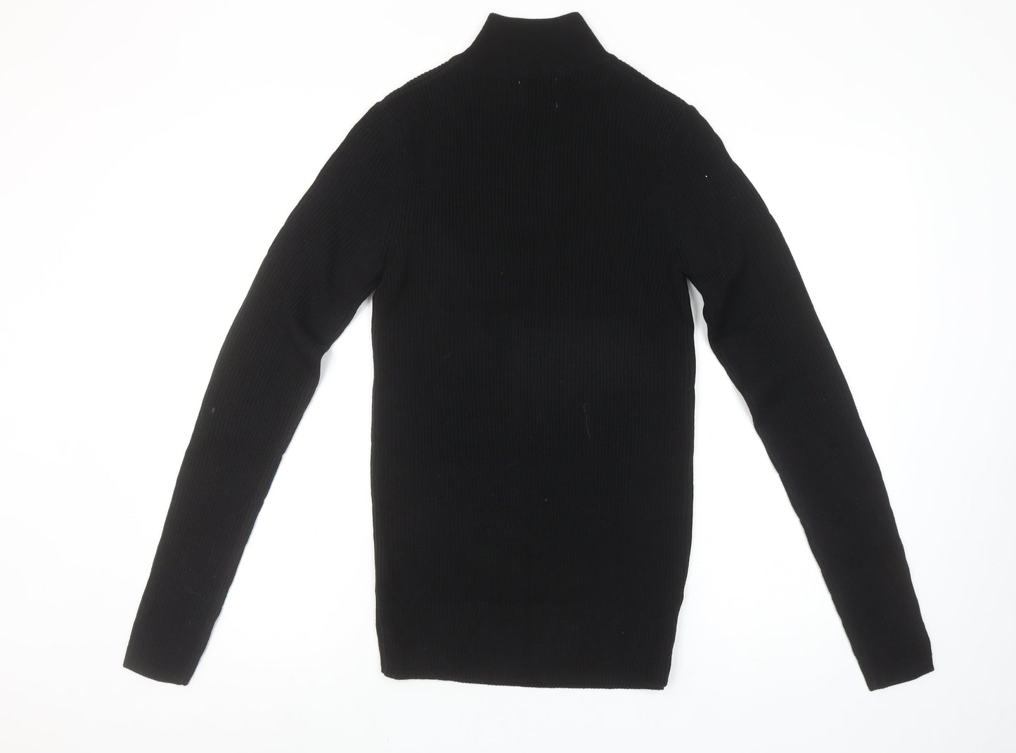 ASOS DESIGN Men’s Black High Neck 1/2 Zip Knit Jumper Size M