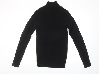 ASOS DESIGN Men’s Black High Neck 1/2 Zip Knit Jumper Size M