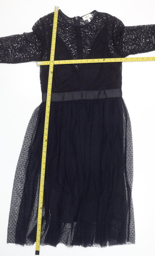 Next Women’s Blue Lace Midi Fit & Flare Dress Size 10