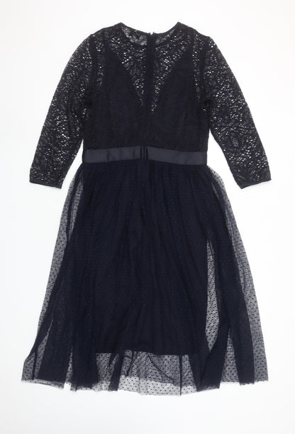 Next Women’s Blue Lace Midi Fit & Flare Dress Size 10