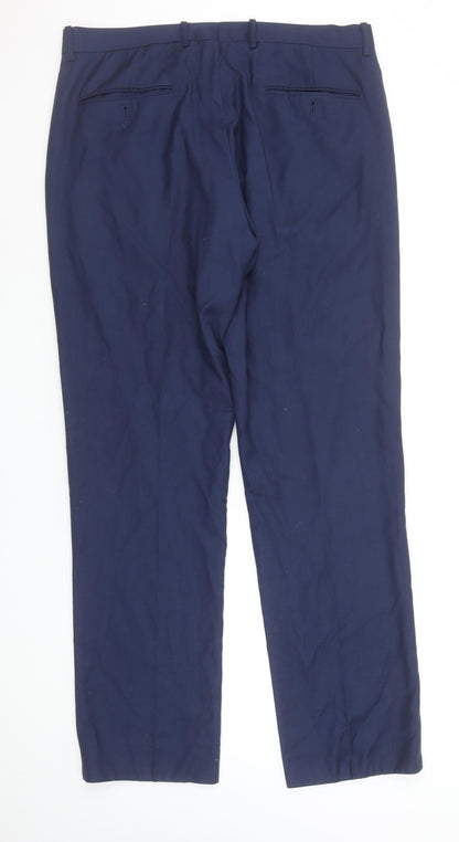 Identikit Men’s Blue 34L Regular Fit Formal Trousers