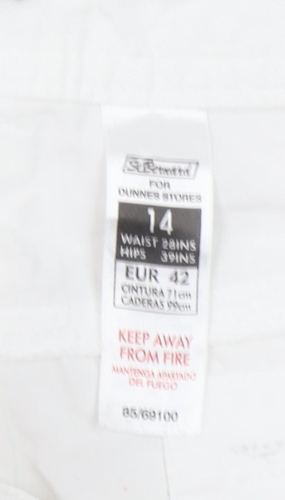 Dunnes Stores Women White Size 14 Cargo Cropped Trousers 100% Cotton