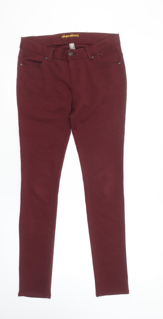 Denim Co Women’s Burgundy Super Stretch Skinny Trousers Size 10