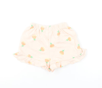Zara Girls Pink Floral Ruffle Jersey Shorts Size 5 Years