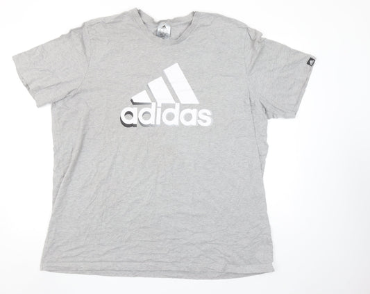 Adidas Men's Grey 2XL Classic Crew Neck Logo T-Shirt