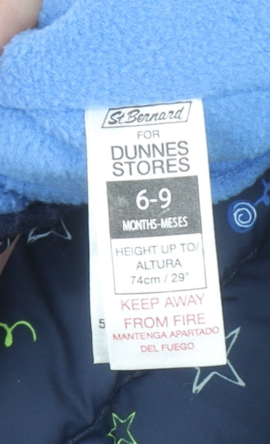 Dunnes Stores Boys Blue Space Print Hooded Puffer Jacket 6-9 Months