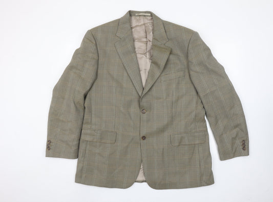 Wellington Executive Men's Brown Check Wool Blend Blazer Jacket Size 44S