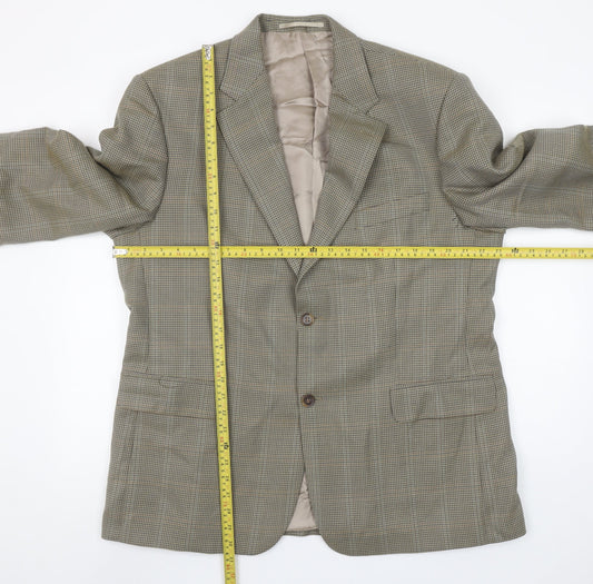 Wellington Executive Men's Brown Check Wool Blend Blazer Jacket Size 44S