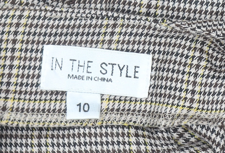 In The Style Women's Brown Check Pinafore Mini Dress Size 10