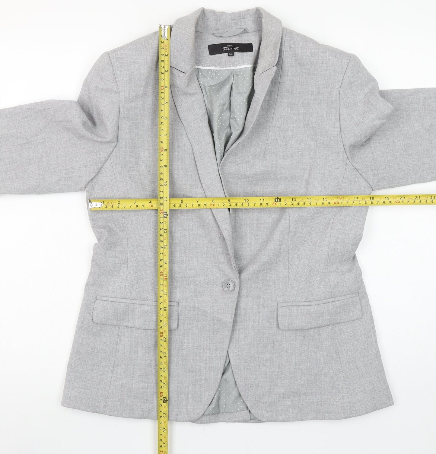 Next Women Grey Tailoring Blazer Jacket Size 14 Regular Fit