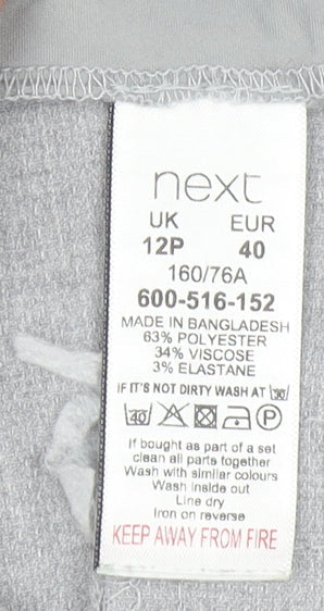Next Women’s Grey Petite Straight Dress Trousers Size 12
