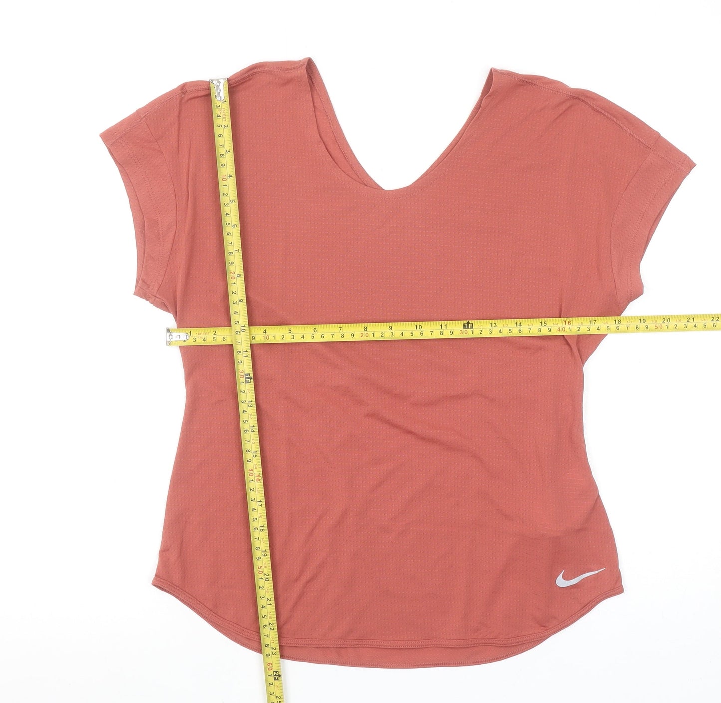 Nike Women's Pink Dri-Fit V-Neck Short Sleeve Sports Top Size M
