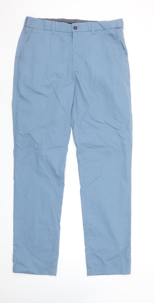Marks and Spencer Blue Harbour Men’s Blue Chino Trousers 34W 33L Regular Fit