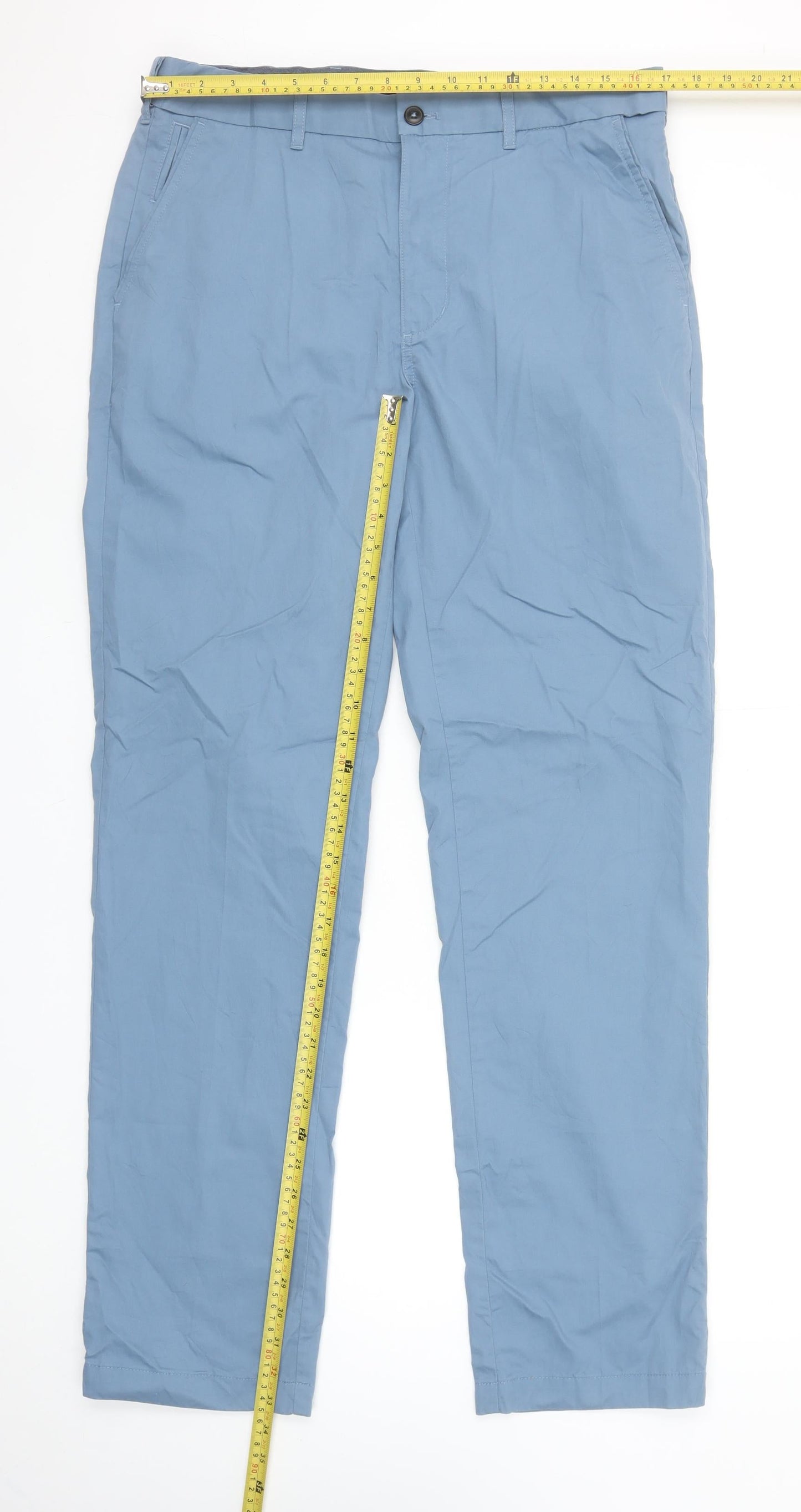 Marks and Spencer Blue Harbour Men’s Blue Chino Trousers 34W 33L Regular Fit