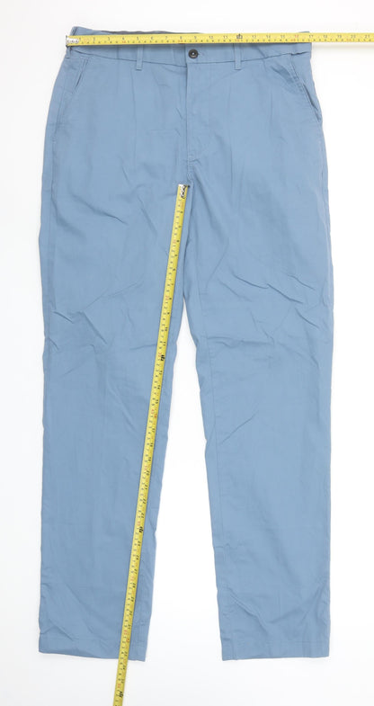 Marks and Spencer Blue Harbour Men’s Blue Chino Trousers 34W 33L Regular Fit