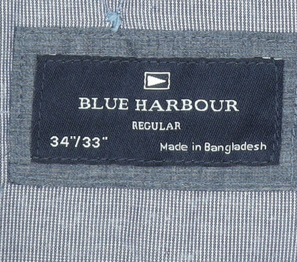 Marks and Spencer Blue Harbour Men’s Blue Chino Trousers 34W 33L Regular Fit