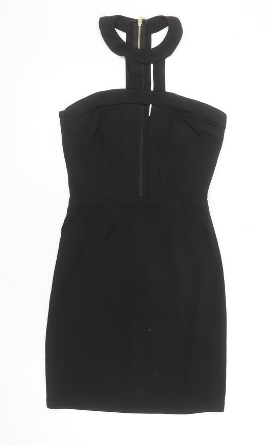 Missguided Women's Black Size 6 Bodycon High Neck Party Dress