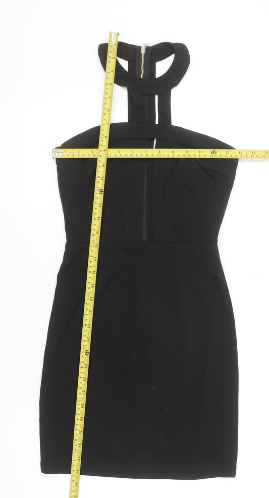 Missguided Women's Black Size 6 Bodycon High Neck Party Dress