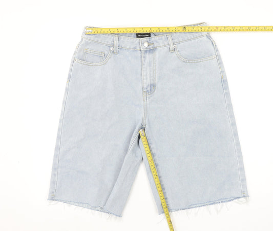PrettyLittleThing Women Blue Size 10 High Rise Denim Bermuda Shorts