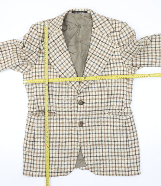 Burton by Van Gils Men's Beige Check Wool Blazer Size 44 Classic Jacket