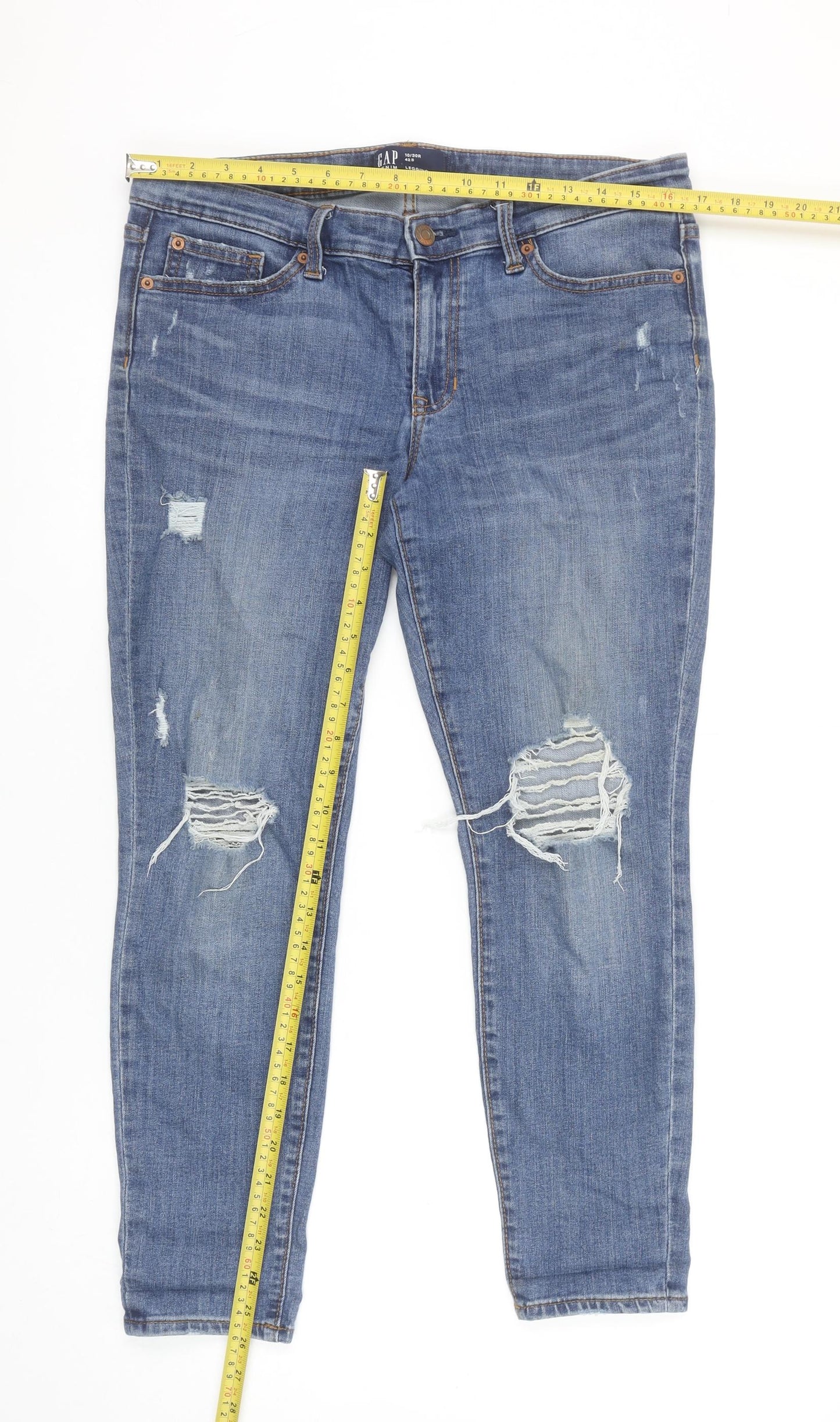 GAP Womens Blue Distressed Mid Rise Jegging Jeans Size 10R