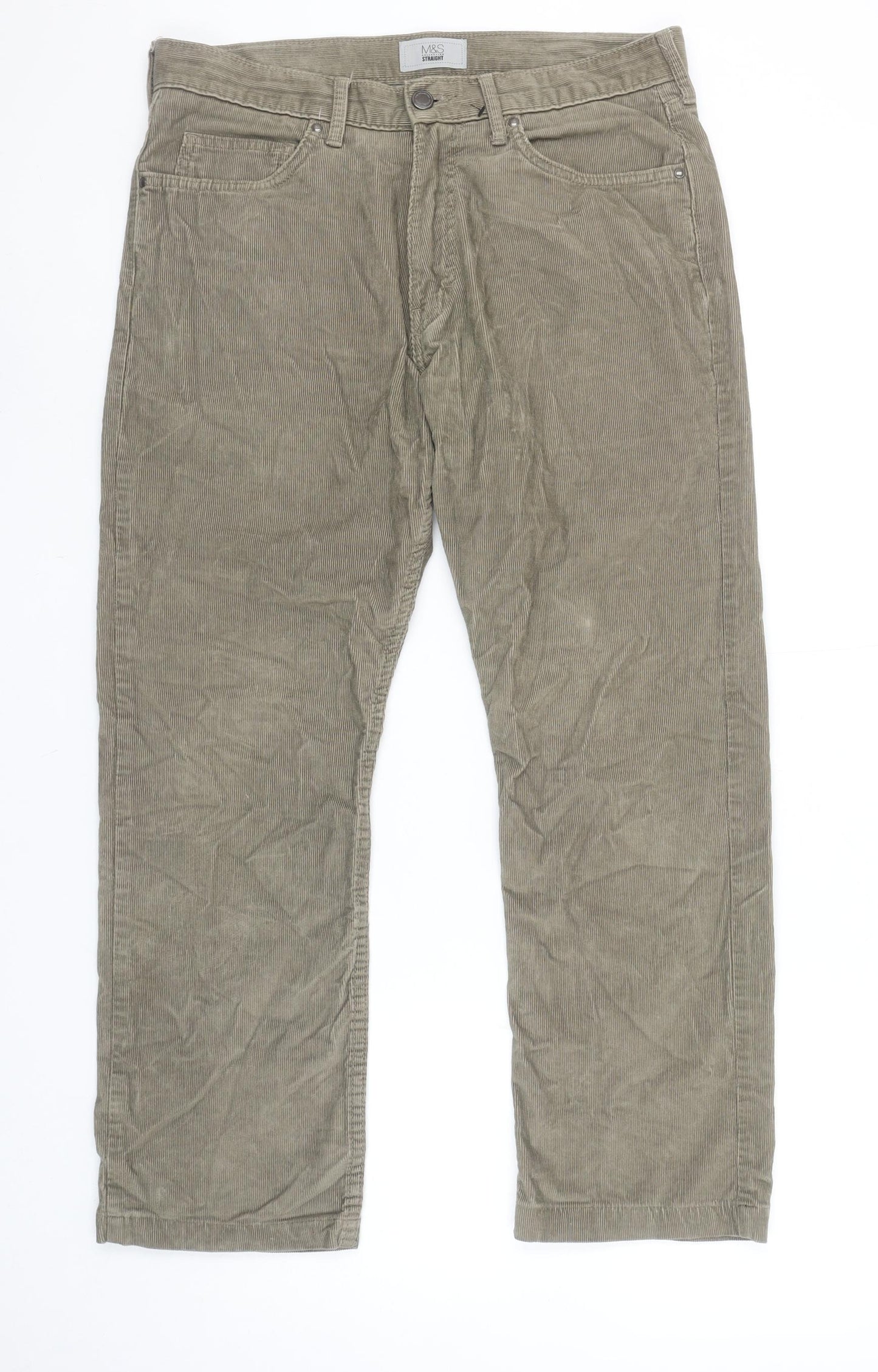Marks and Spencer Men’s Beige Corduroy Chino Trousers 32x29 Regular Fit