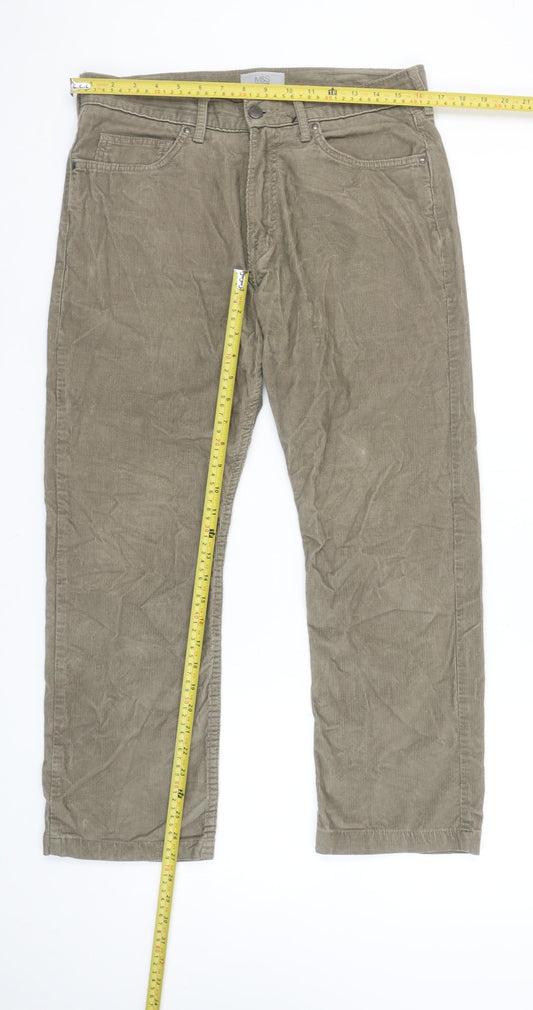 Marks and Spencer Men’s Beige Corduroy Chino Trousers 32x29 Regular Fit