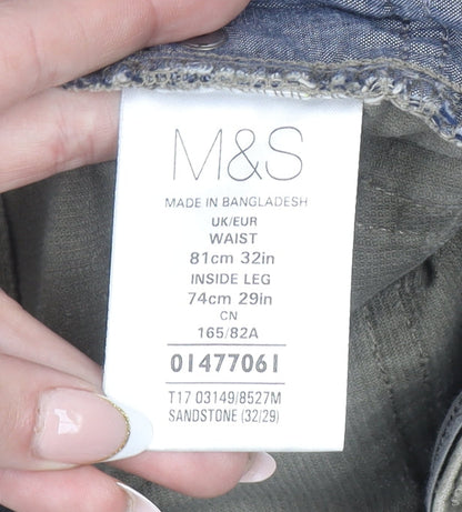 Marks and Spencer Men’s Beige Corduroy Chino Trousers 32x29 Regular Fit