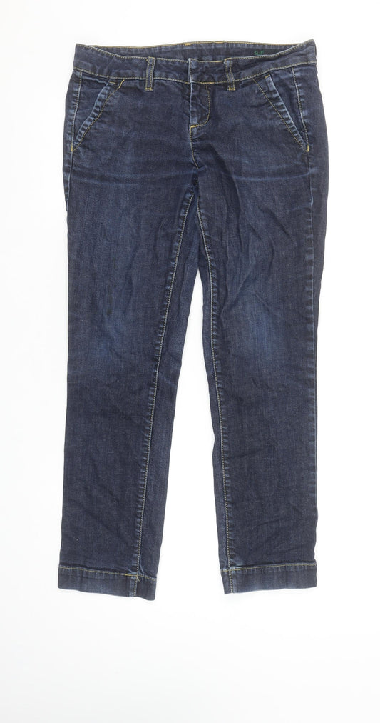 Womens UK Size 30 Benetton Classic Fit Straight Blue Jeans