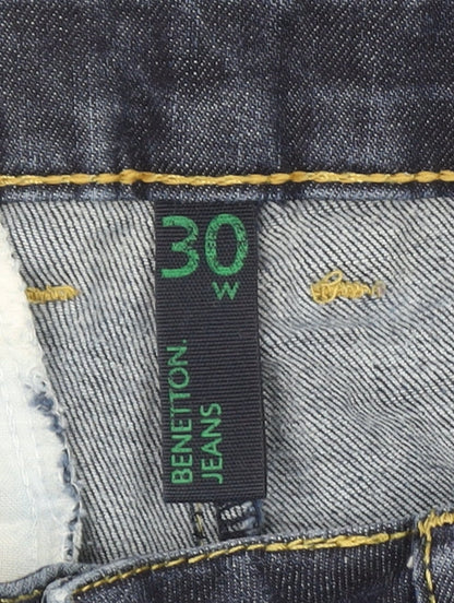 Womens UK Size 30 Benetton Classic Fit Straight Blue Jeans