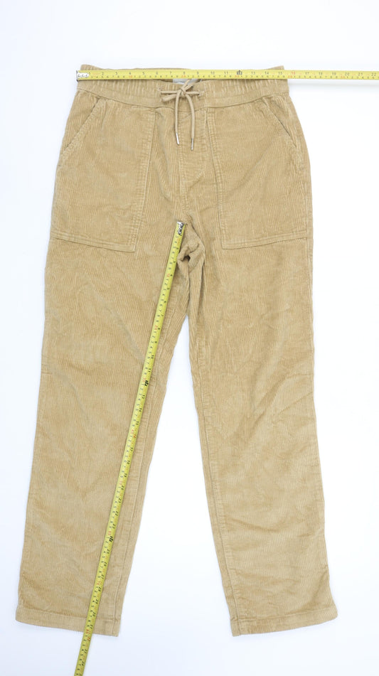 ASOS DESIGN Men's Beige Corduroy Cargo Trousers Size S 32in