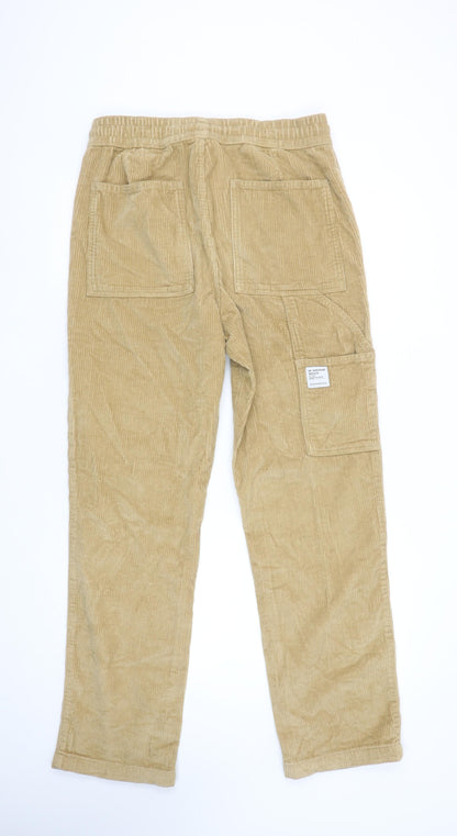 ASOS DESIGN Men's Beige Corduroy Cargo Trousers Size S 32in