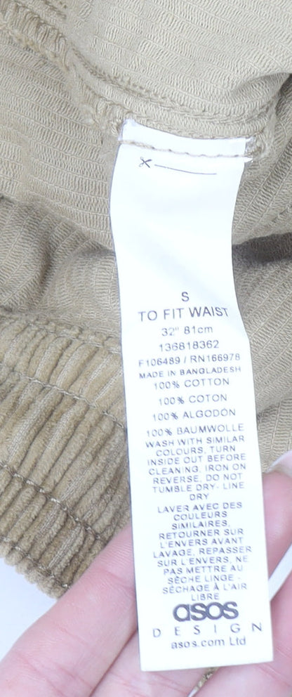 ASOS DESIGN Men's Beige Corduroy Cargo Trousers Size S 32in