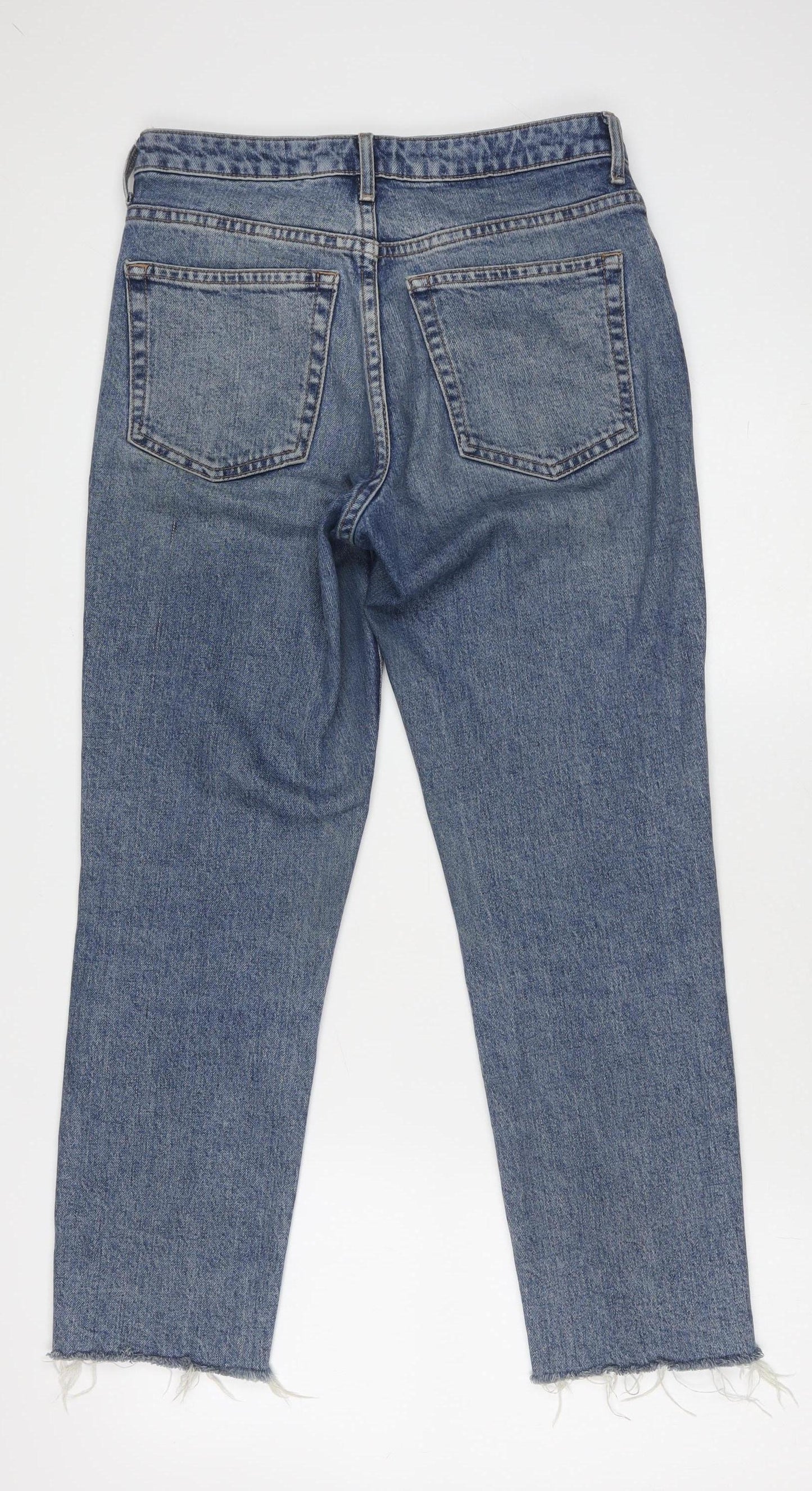 Topshop Women’s Blue High Rise Straight Jeans W28 L32 Cotton Denim