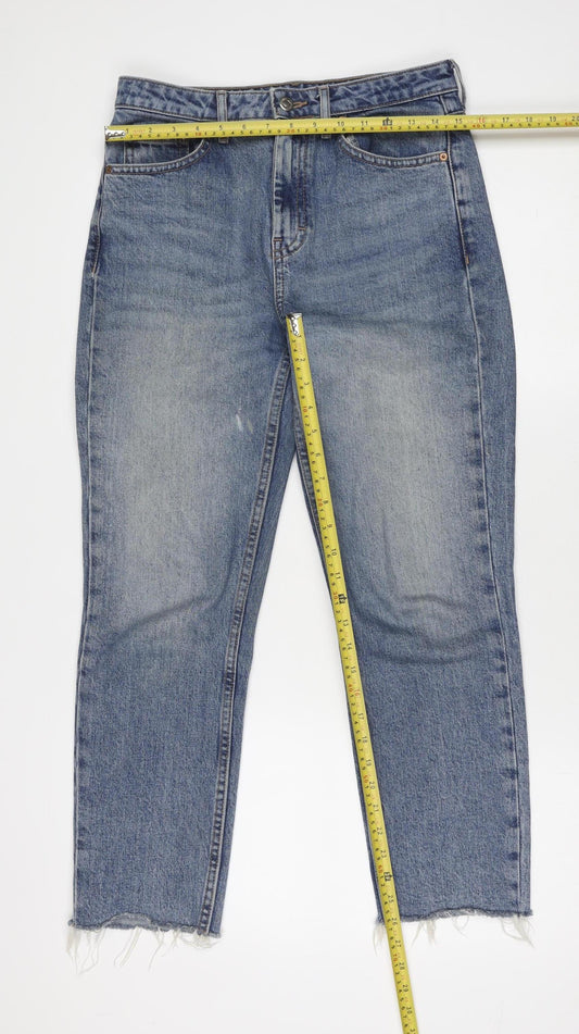 Topshop Women’s Blue High Rise Straight Jeans W28 L32 Cotton Denim