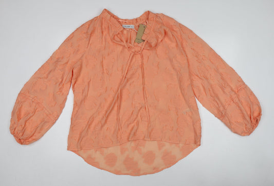Womens UK Size L Gallery Orange Tunic Blouse