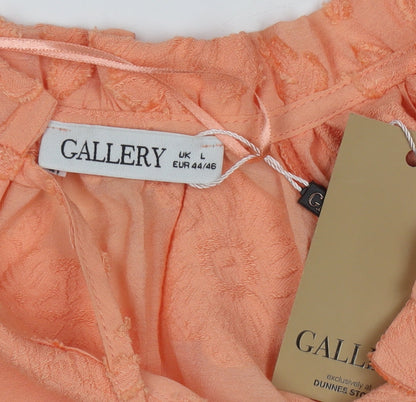 Womens UK Size L Gallery Orange Tunic Blouse