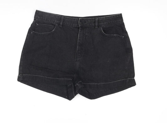 Denim Co. Womens Black High Rise Mom Shorts Size 14