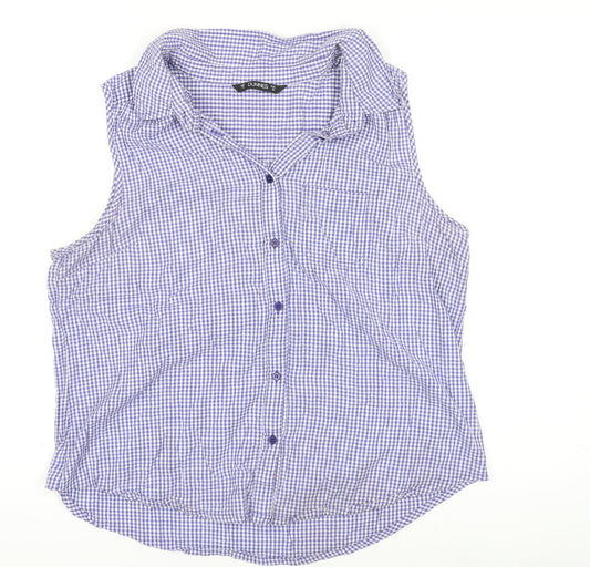 Dunnes Blue Check Sleeveless Button-Up Blouse Women’s Size 18