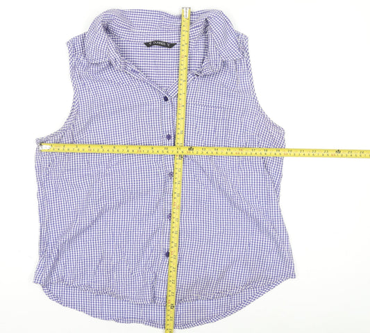 Dunnes Blue Check Sleeveless Button-Up Blouse Women’s Size 18
