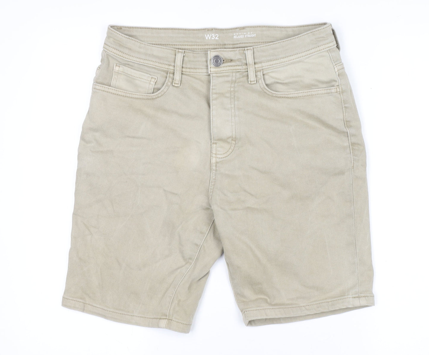 Denim Co Men’s Beige Chino Shorts W32 Relaxed Fit Casual Summer