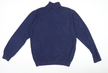 Paul Costelloe Living Men's Blue 2XL Wool 1/4 Zip Jumper