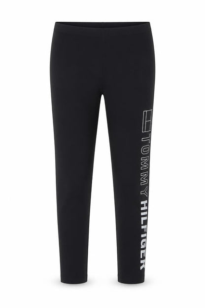 Tommy Hilfiger Girls Black Ankle Leggings 12-14 Years Cotton Stretch Logo